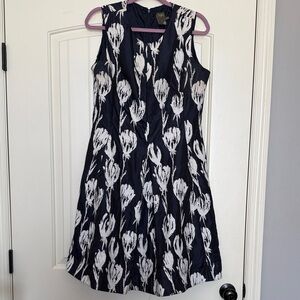 Taylor Black and White Sleeveless Floral Midi Dress - Size 12